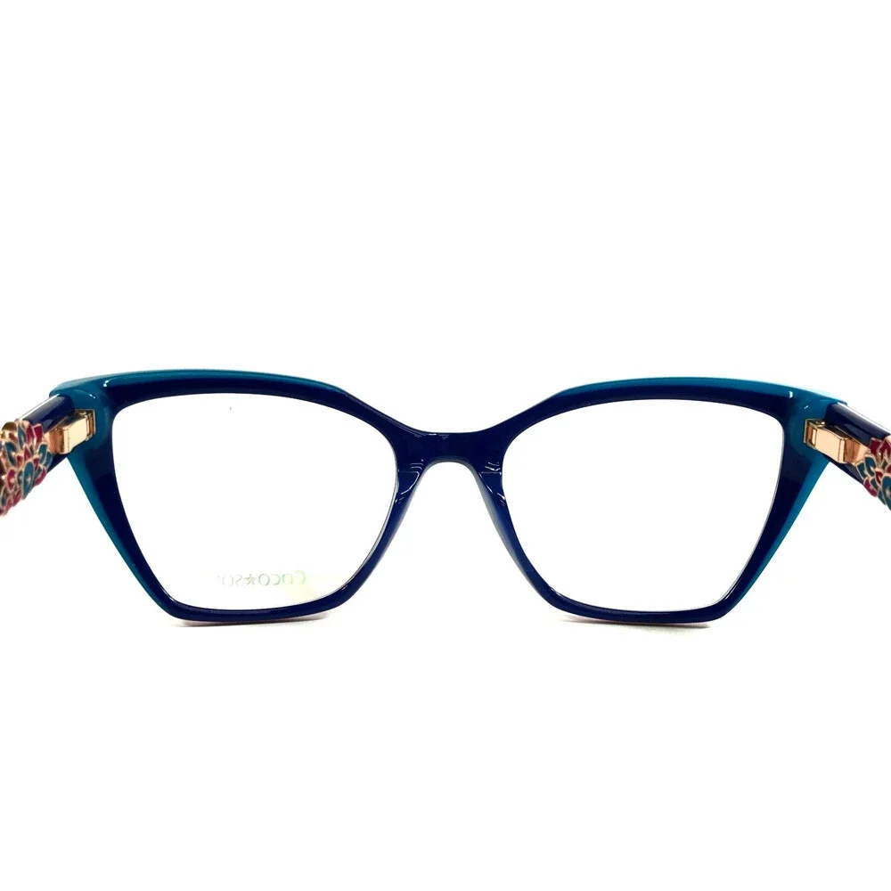 CCS by Coco Song Eyeglasses Frames PINK HORSE Col. 3 Blue Red Cat Eye 52-19-145